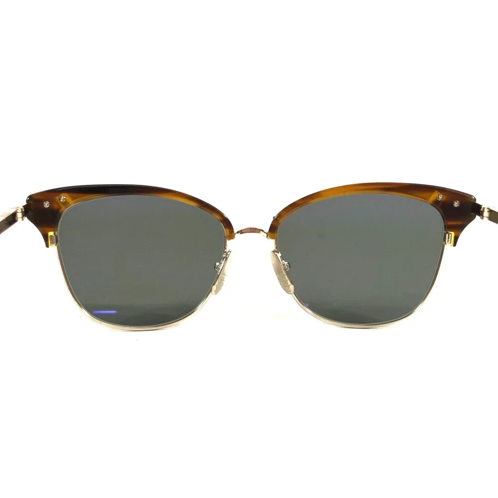 Thom Browne Sunglasses TB-505-D-WLT-GLD-56 Brown Gold Cat Eye with Green Lenses